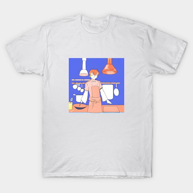 orange cat cooking 04 T-Shirt by Kopandavil